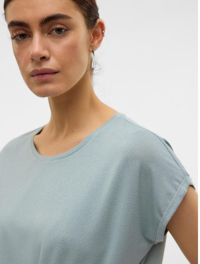 Vero Moda Shirt met ronde hals VMLAVA PLAIN SS TOP LUREX STRIPE - Foto 3