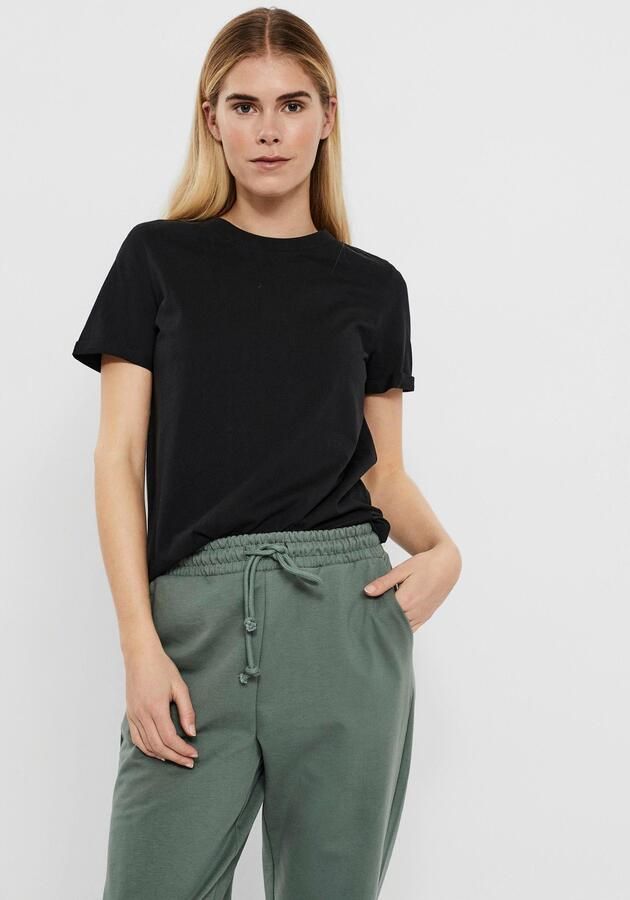 Vero Moda Echte Mode Katoenen T-Shirt Zwart Dames - Foto 5