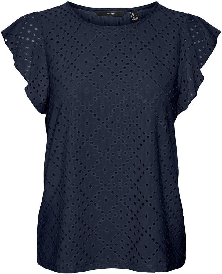 Vero Moda Shirt met ronde hals VMTASSA SL FRILL TOP NOOS