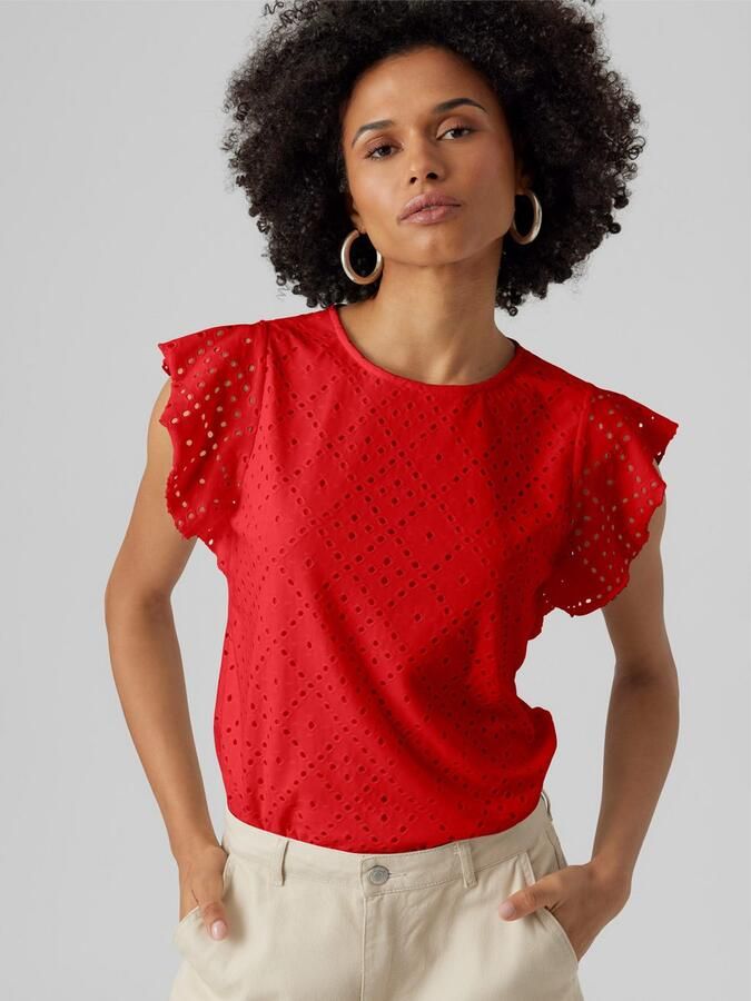 Vero Moda Regular fit T-shirt met ajourpatroon model 'TASSA' - Foto 5