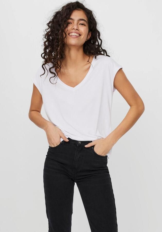 Vero Moda Polyester Blend V-Hals T-Shirt Wit Dames - Foto 6