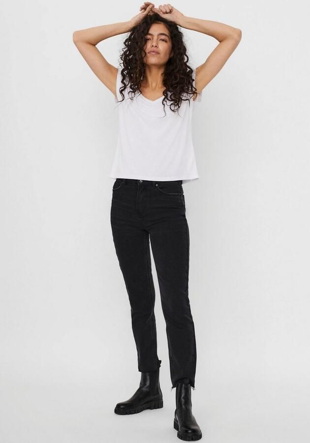 Vero Moda Polyester Blend V-Hals T-Shirt Wit Dames - Foto 5