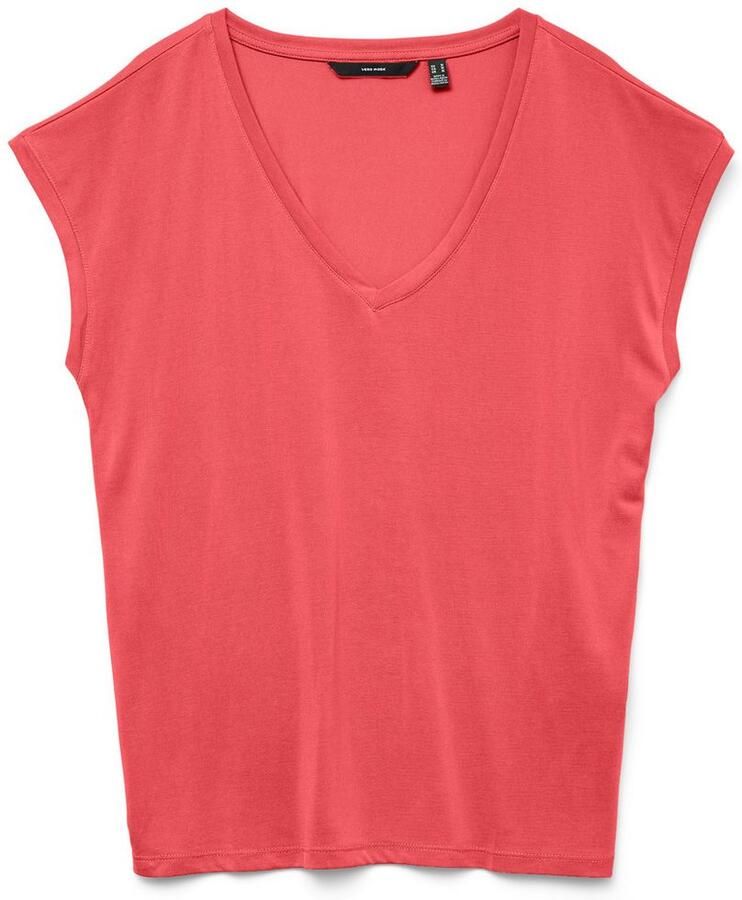 Vero Moda Shirt met V-hals VMFILLI SS V-NECK TEE GA NOOS in een materialenmix met tencel™ modal