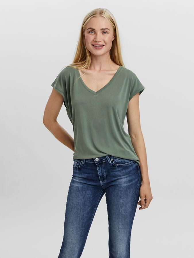 Vero Moda Shirt met V-hals VMFILLI SS V-NECK TEE GA NOOS in een materialenmix met tencel™ modal - Foto 6