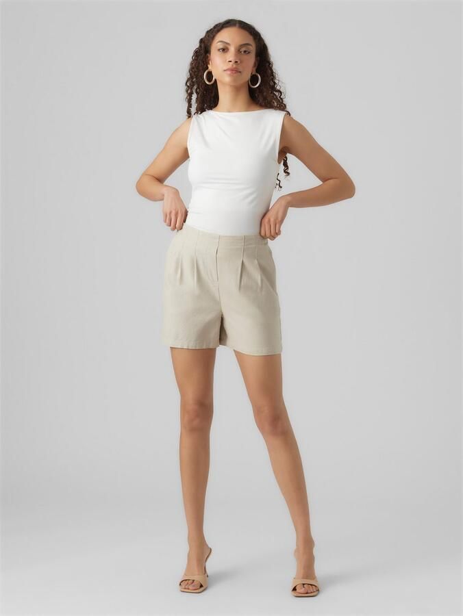 Vero Moda Regular fit korte broek van een mix van viscose en linnen model 'JESMILO' - Foto 2