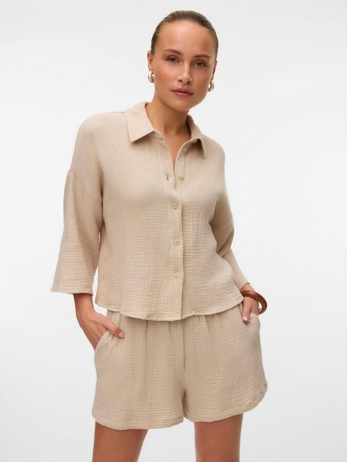 VERO MODA high waist loose fit short VMNATALI taupe - Foto 2