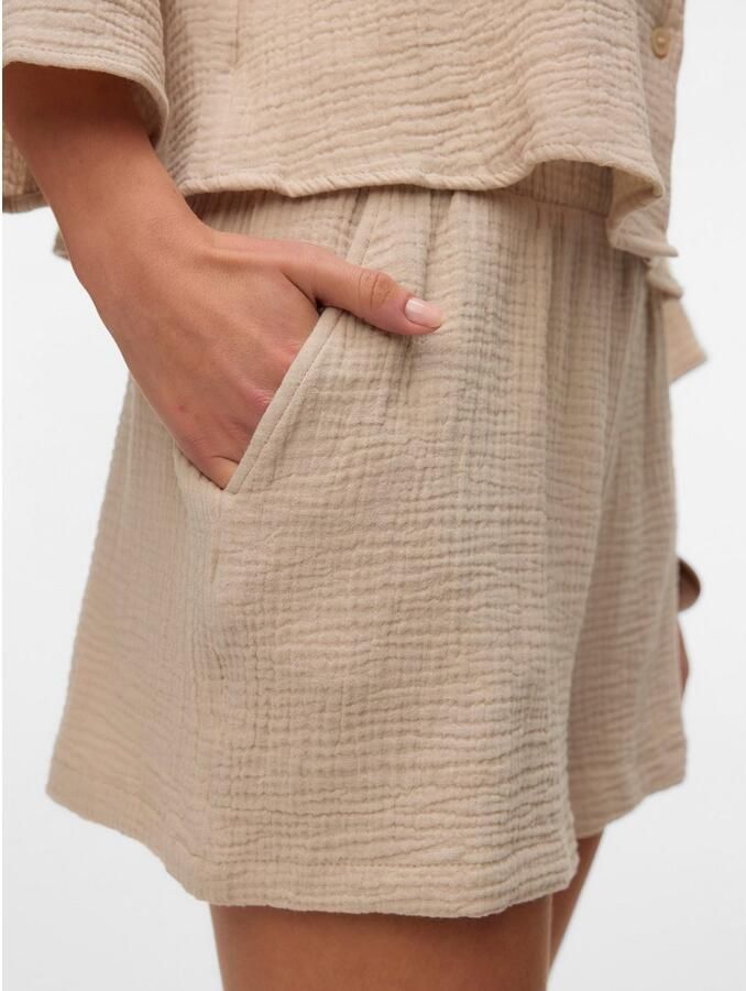 VERO MODA high waist loose fit short VMNATALI taupe