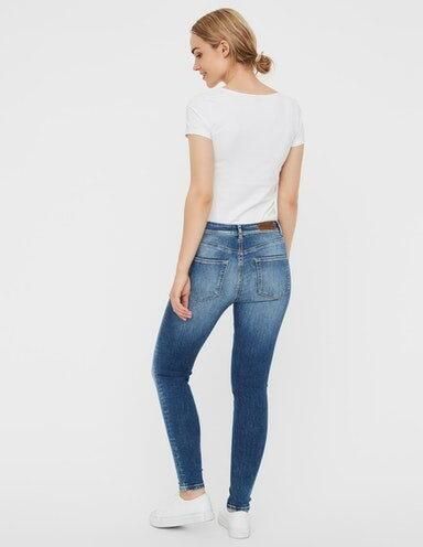 VERO MODA mid waist skinny jeans Lux met katoen VMLUX medium blue denim - Foto 6