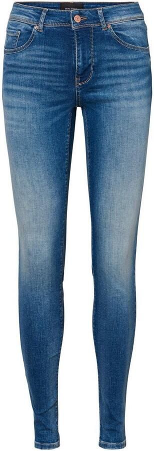 VERO MODA mid waist skinny jeans Lux met katoen VMLUX medium blue denim - Foto 4