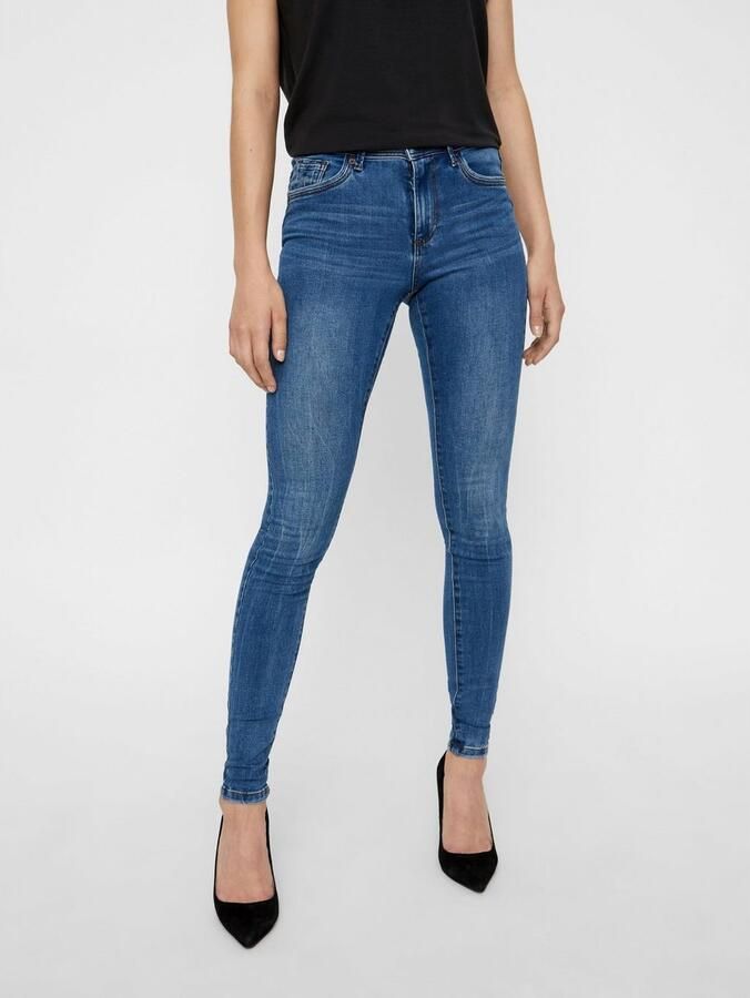 VERO MODA mid waist skinny jeans VMTANYA medium blue denim - Foto 5