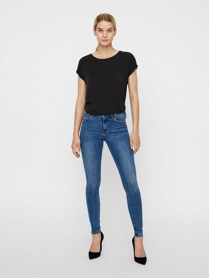 VERO MODA mid waist skinny jeans VMTANYA medium blue denim - Foto 6