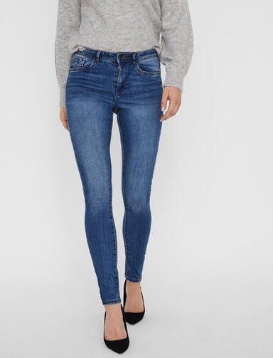 VERO MODA mid waist skinny jeans VMTANYA medium blue denim - Foto 13