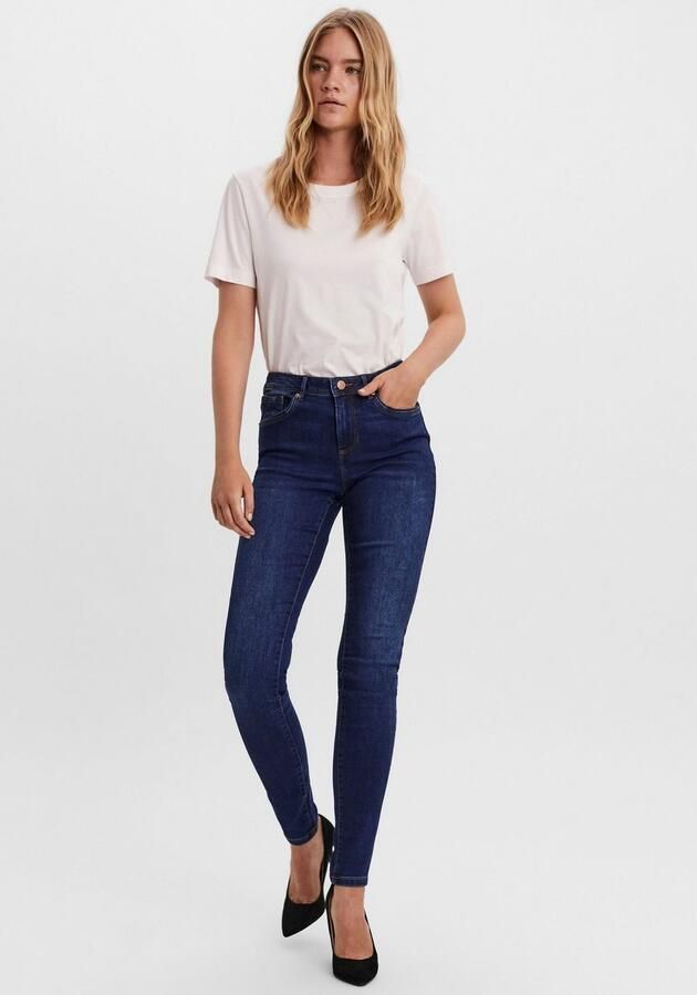 VERO MODA skinny jeans VMTANYA met biologisch katoen dark denim - Foto 3
