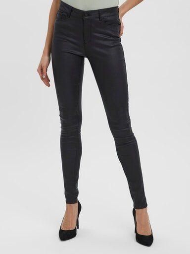 Vero Moda Zwarte broek met gladde coating Black Dames