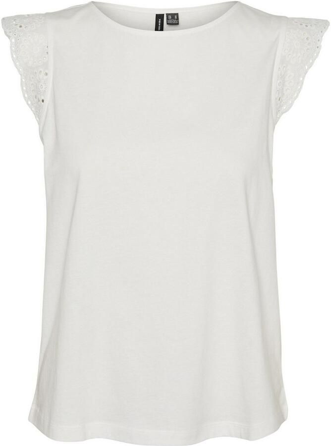 Vero Moda Regular fit T-shirt met broderie anglaise model 'EMIlY' - Foto 5