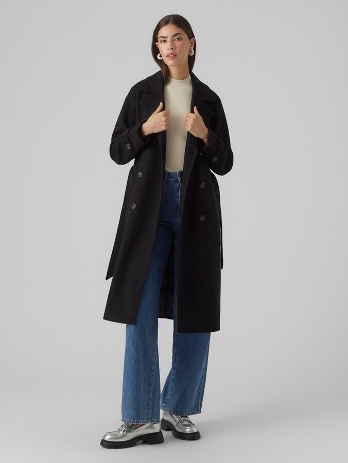 VERO MODA trenchcoat jas VMFORTUNEVEGA van gerecycled polyester zwart - Foto 6