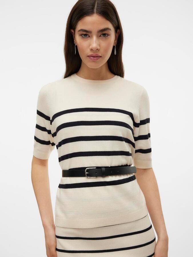 Vero Moda Trui met korte mouwen VMSABA PLAIN Feinstrickpullover in regular fit van onderhoudsvriendelijk materiaalmix met viscose (Damestrui ronde hals korte mouw zomertrui) - Foto 10