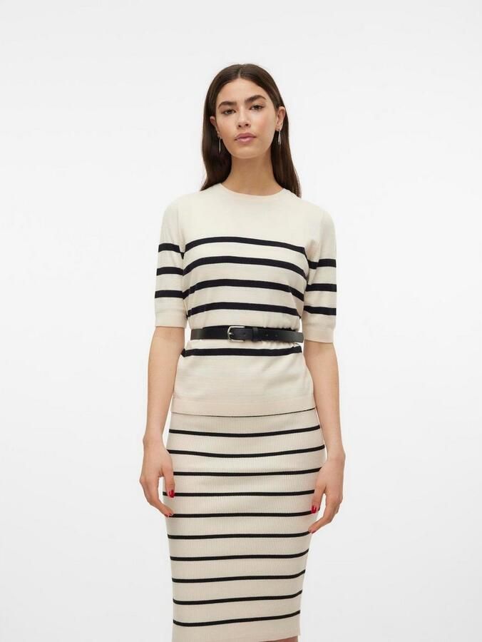 Vero Moda Trui met korte mouwen VMSABA PLAIN Feinstrickpullover in regular fit van onderhoudsvriendelijk materiaalmix met viscose (Damestrui ronde hals korte mouw zomertrui) - Foto 4