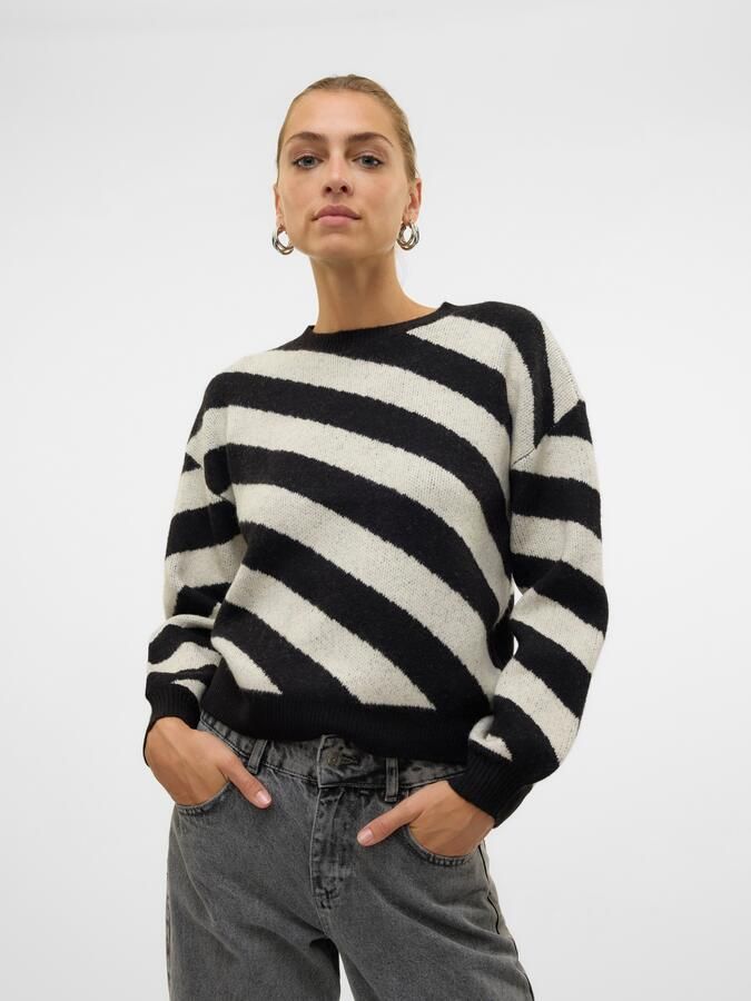 Vero Moda Gebreide pullover met diagonale streepmotief model 'LARA' - Foto 6