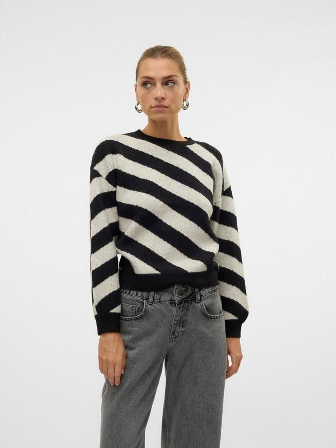 Vero Moda Gebreide pullover met diagonale streepmotief model 'LARA' - Foto 3