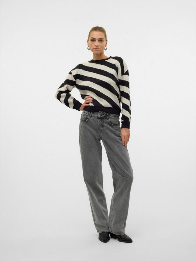 Vero Moda Gebreide pullover met diagonale streepmotief model 'LARA' - Foto 5