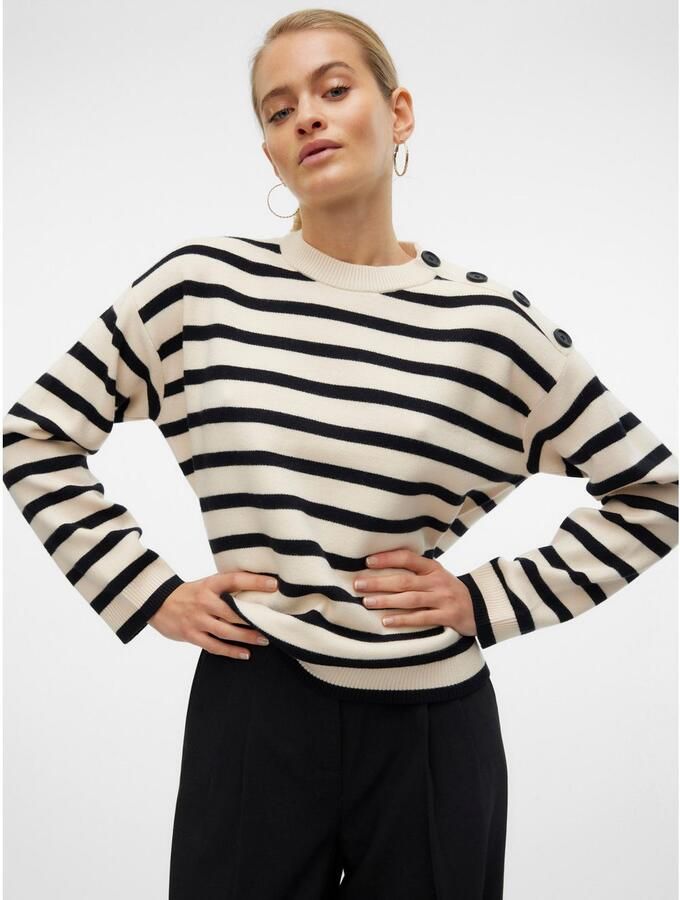 Vero Moda Trui met ronde hals VMSABA LS O-NECK BUTTON PULLOVER GA NOOS - Foto 3
