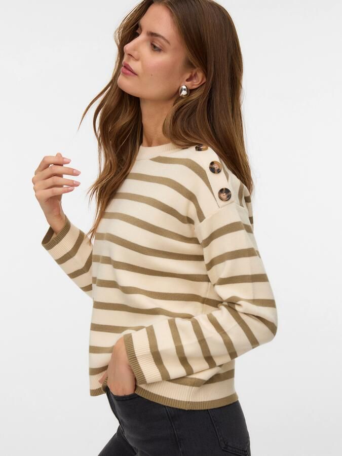 Vero Moda Trui met ronde hals VMSABA LS O-NECK BUTTON PULLOVER GA NOOS - Foto 5