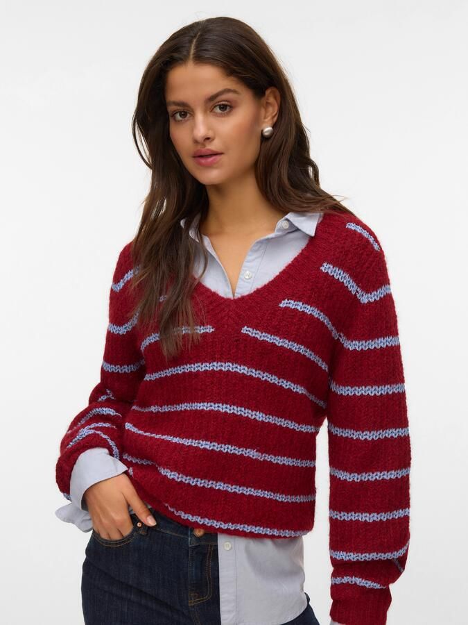 Vero Moda Trui met V-hals VMAWESOME SHINE LS V-NCK STRIPE PULL BOO - Foto 5