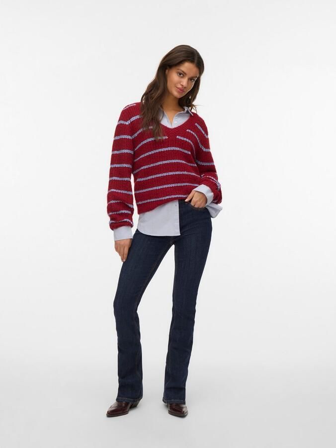 Vero Moda Trui met V-hals VMAWESOME SHINE LS V-NCK STRIPE PULL BOO - Foto 4