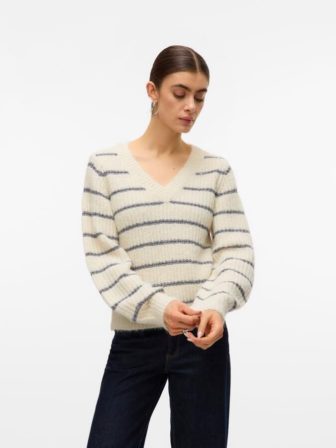 Vero Moda Trui met V-hals VMAWESOME SHINE LS V-NCK STRIPE PULL BOO - Foto 6
