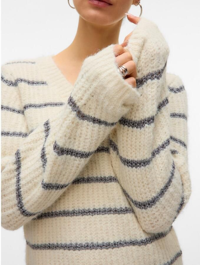 Vero Moda Trui met V-hals VMAWESOME SHINE LS V-NCK STRIPE PULL BOO - Foto 2