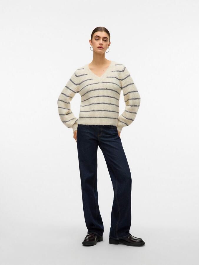 Vero Moda Trui met V-hals VMAWESOME SHINE LS V-NCK STRIPE PULL BOO - Foto 5