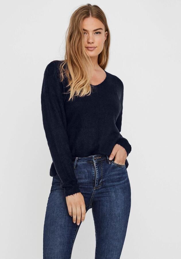 Vero Moda Regular fit gebreide pullover met V-hals model 'CREWLEFILE' - Foto 5