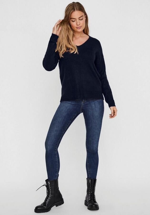 Vero Moda Regular fit gebreide pullover met V-hals model 'CREWLEFILE' - Foto 4