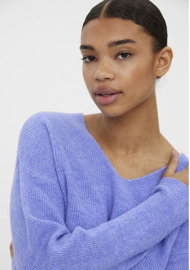 Vero Moda Regular fit gebreide pullover met V-hals model 'CREWLEFILE' - Foto 5