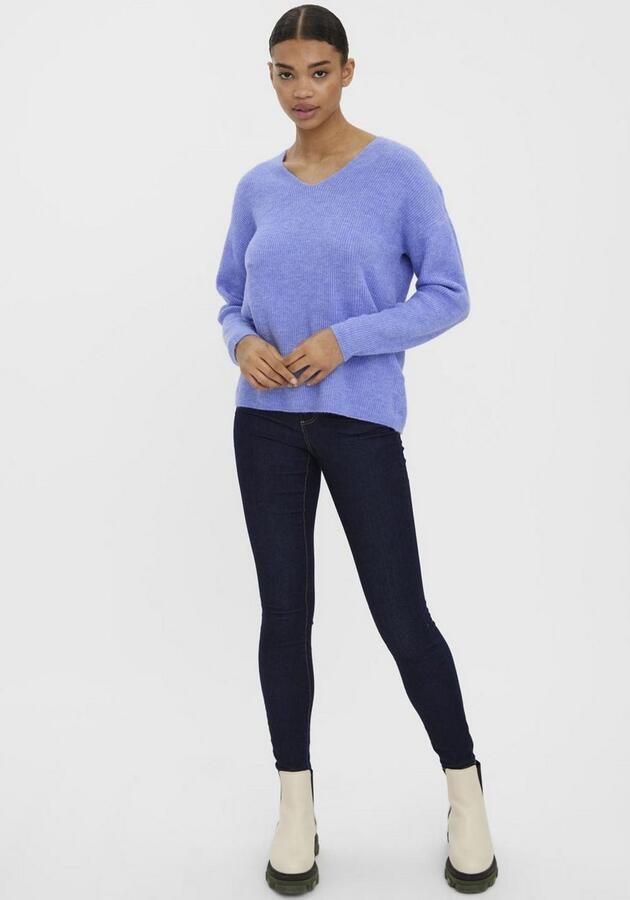Vero Moda Regular fit gebreide pullover met V-hals model 'CREWLEFILE' - Foto 4