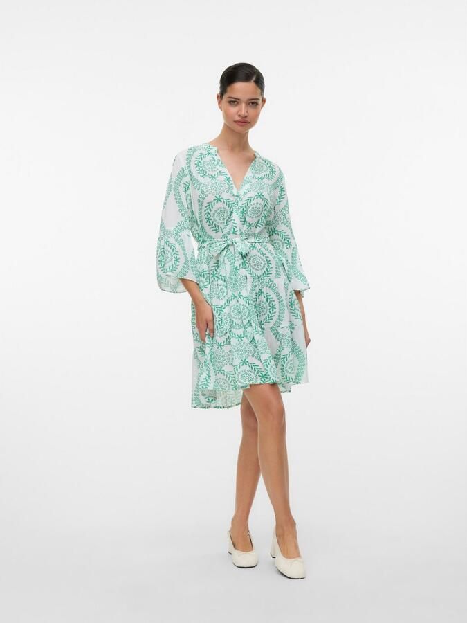 Vero Moda Tuniekjurk VMMELBA 3 4 SHORT BELT DRESS WVN GA NOOS Zomerjurk met volant en taille-bindgordel - Foto 4