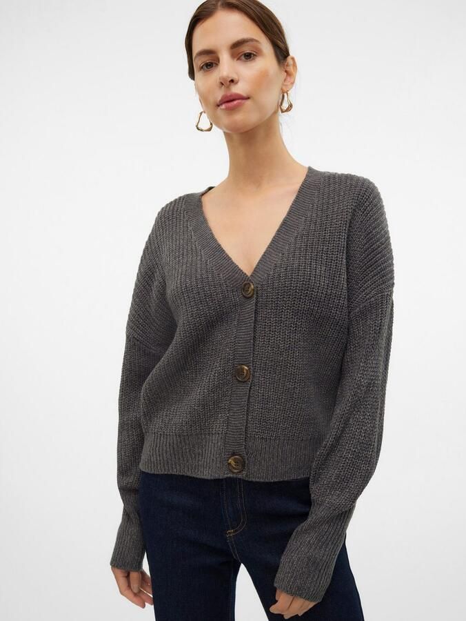 Vero Moda Loose fit gebreid jack met sierknopen model 'LEA' - Foto 3