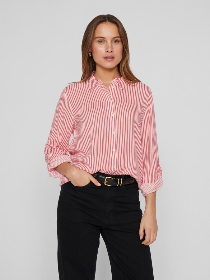 Vila Regular fit blouse met doorknoopsluiting model 'ROSA' - Foto 6
