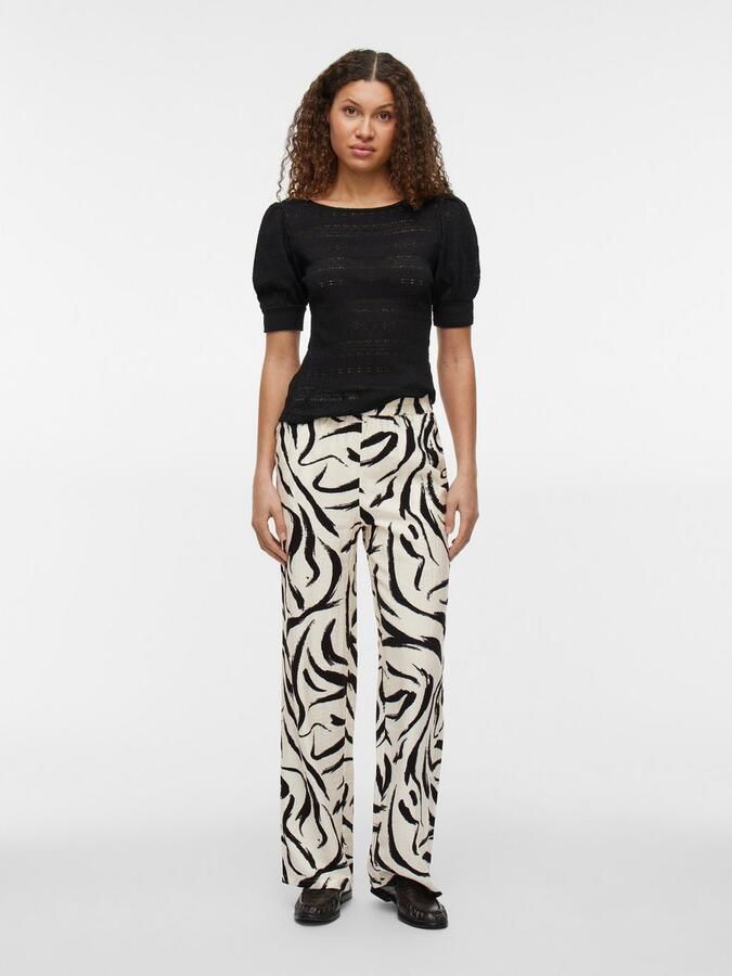 Vila Loose fit stoffen broek met structuurmotief model 'CLO' - Foto 3