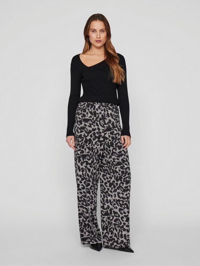 VILA wide leg regular waist casual broek grijs - Foto 5
