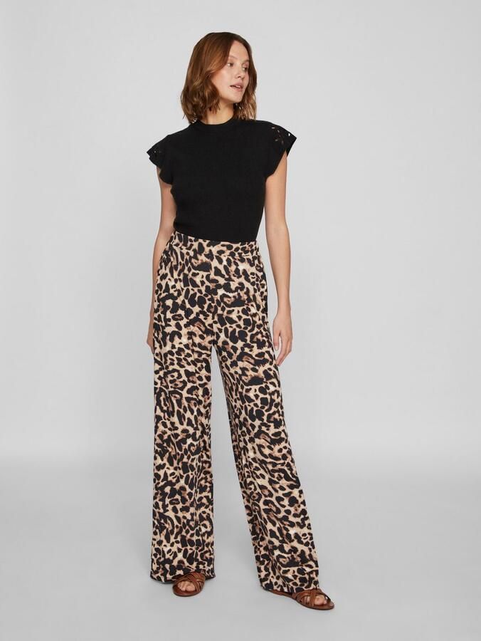 Vila Wide leg stoffen broek met elastische band model 'EOA' - Foto 3