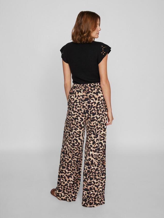 Vila Wide leg stoffen broek met elastische band model 'EOA' - Foto 4