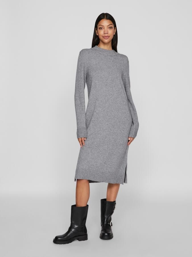 Vila Gebreide jurk VIRIL CREW NECK L S MIDI DRESS NOOS - Foto 3