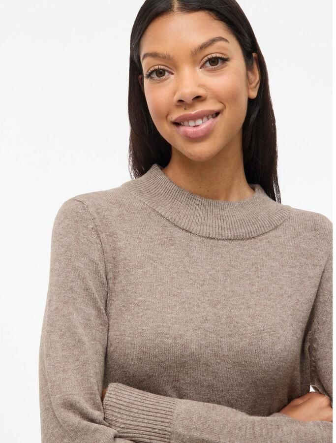 Vila Gebreide jurk VIRIL CREW NECK L S MIDI DRESS NOOS