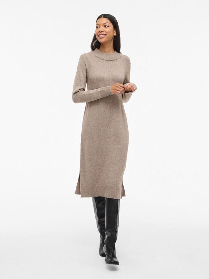 Vila Gebreide jurk VIRIL CREW NECK L S MIDI DRESS NOOS - Foto 3