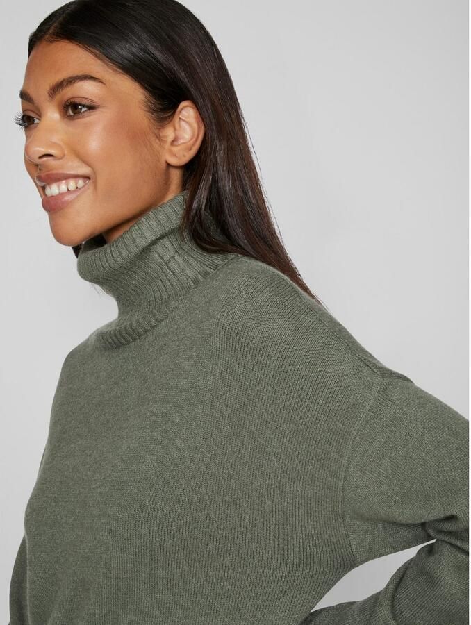 Vila Gebreide jurk VIRIL ROLL NECK L S MIDI DRESS NOOS