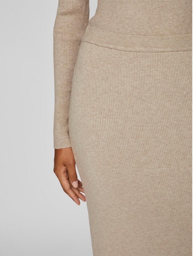 Vila Knielange gebreide rok met elastische band model 'COMFY'