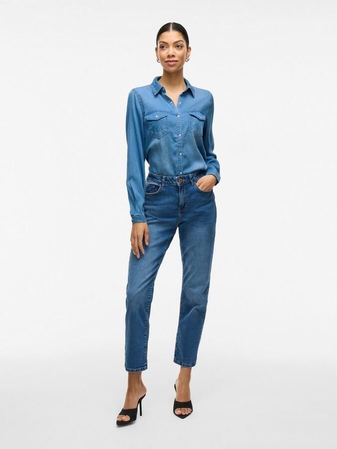 Vila Lichtblauwe Denim Overhemd Lange Mouwen Blue Dames - Foto 7
