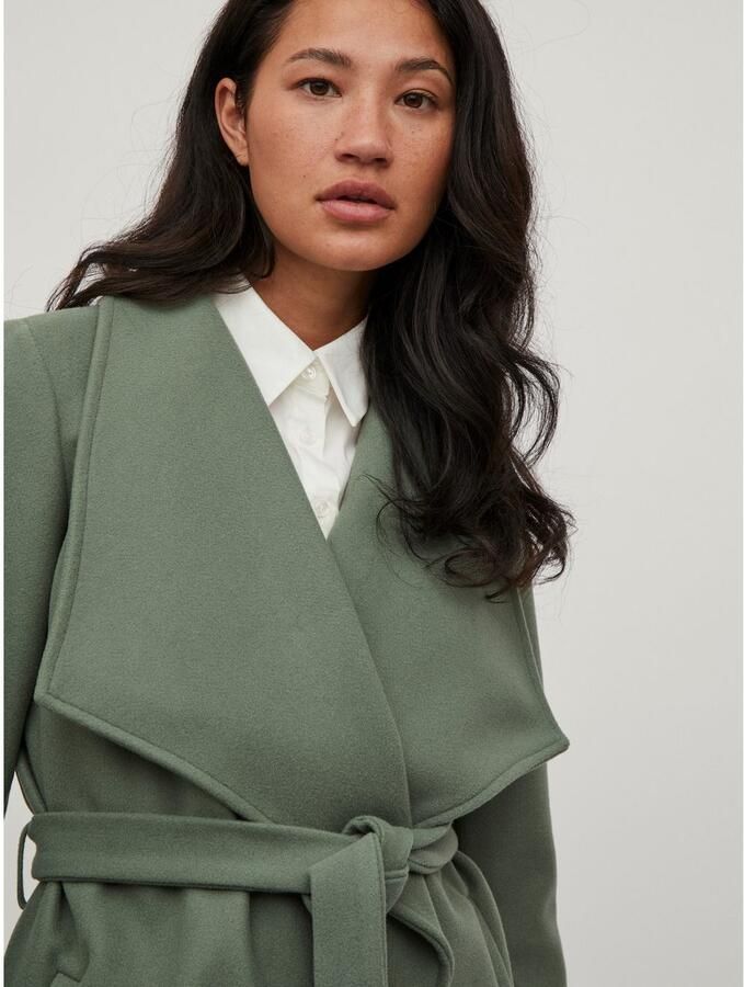 Vila Korte jas VICOOLEY COLLAR BELT COAT NOOS